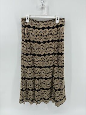 Joseph Ribkoff Black and Gold Sequin Embellished Lace A-Line Skirt